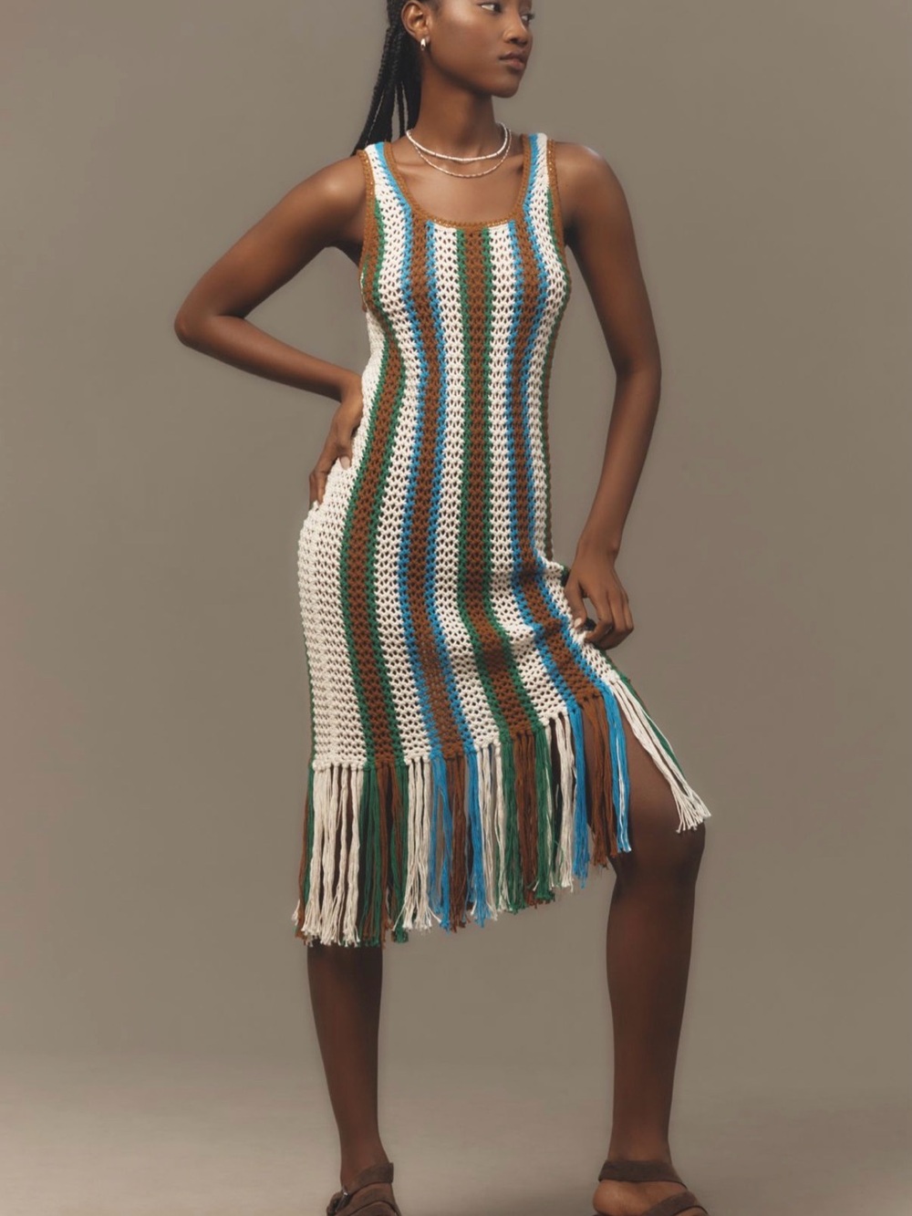 MOTHER The Benefits Crochet Midi Dress